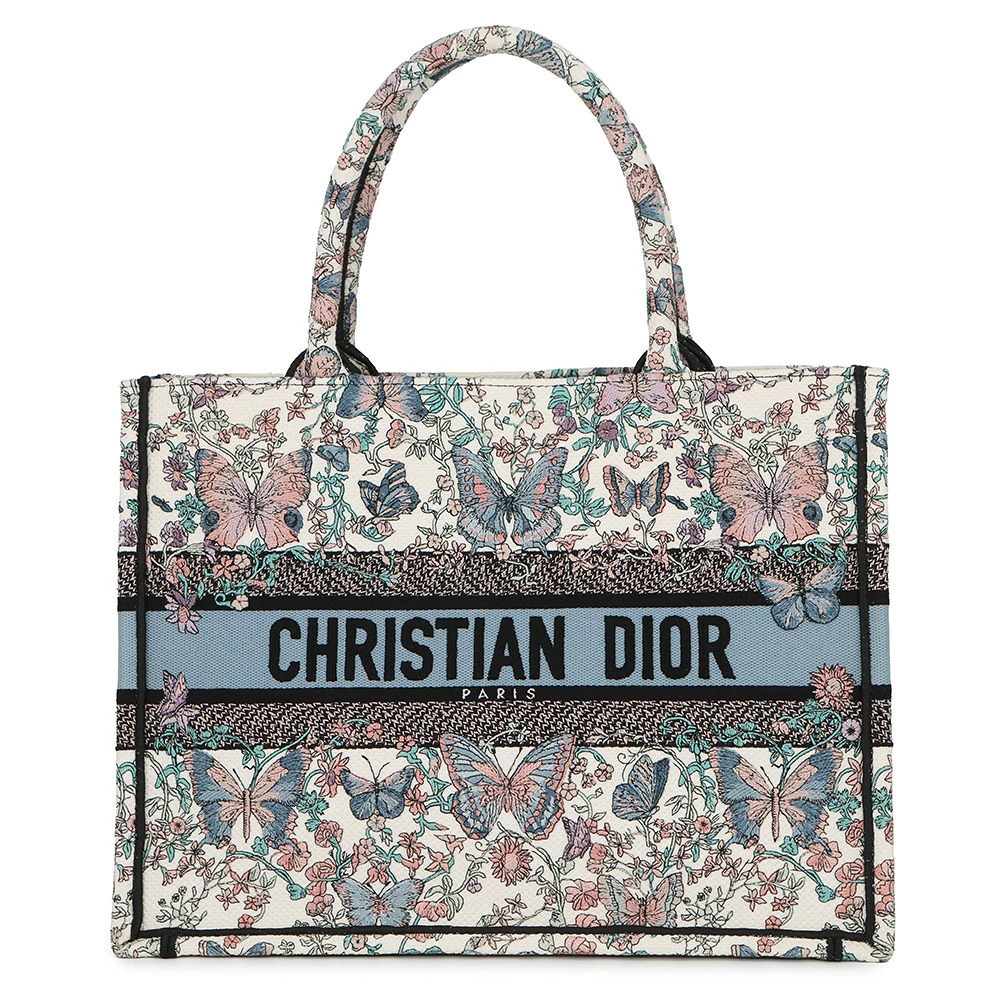 Christian Dior Toile De Jouy Papillon Book Handbag Leather White